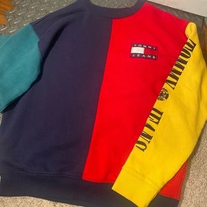 CLEAN Tommy Hilfiger Womens Size Medium Retro Colorblock Sweater